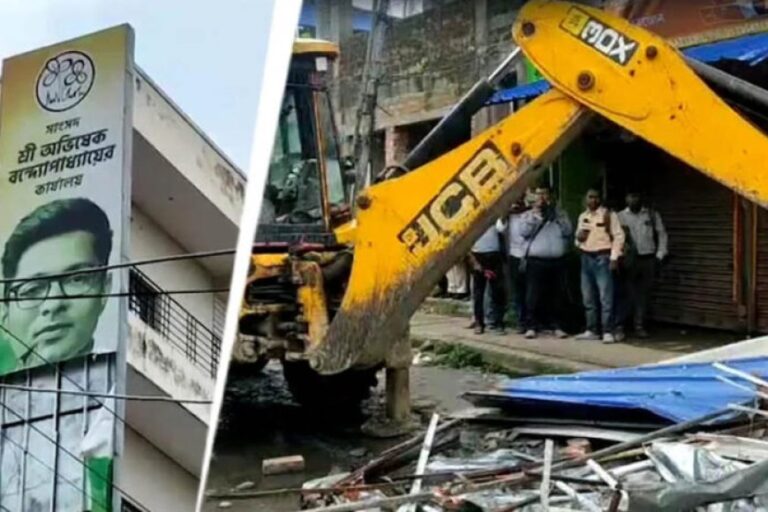 अभिषेक-बनर्जी-के-कथित-अवैध-दफ्तर-पर-चला-बुलडोजर,-तीन-jcb-से-ढहाई-जा-रही-पांच-मंजिला-इमारत